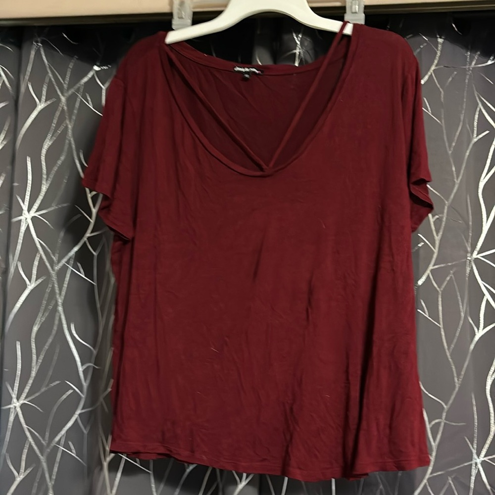 Charlotte Russe maroon blouse with short sleeves